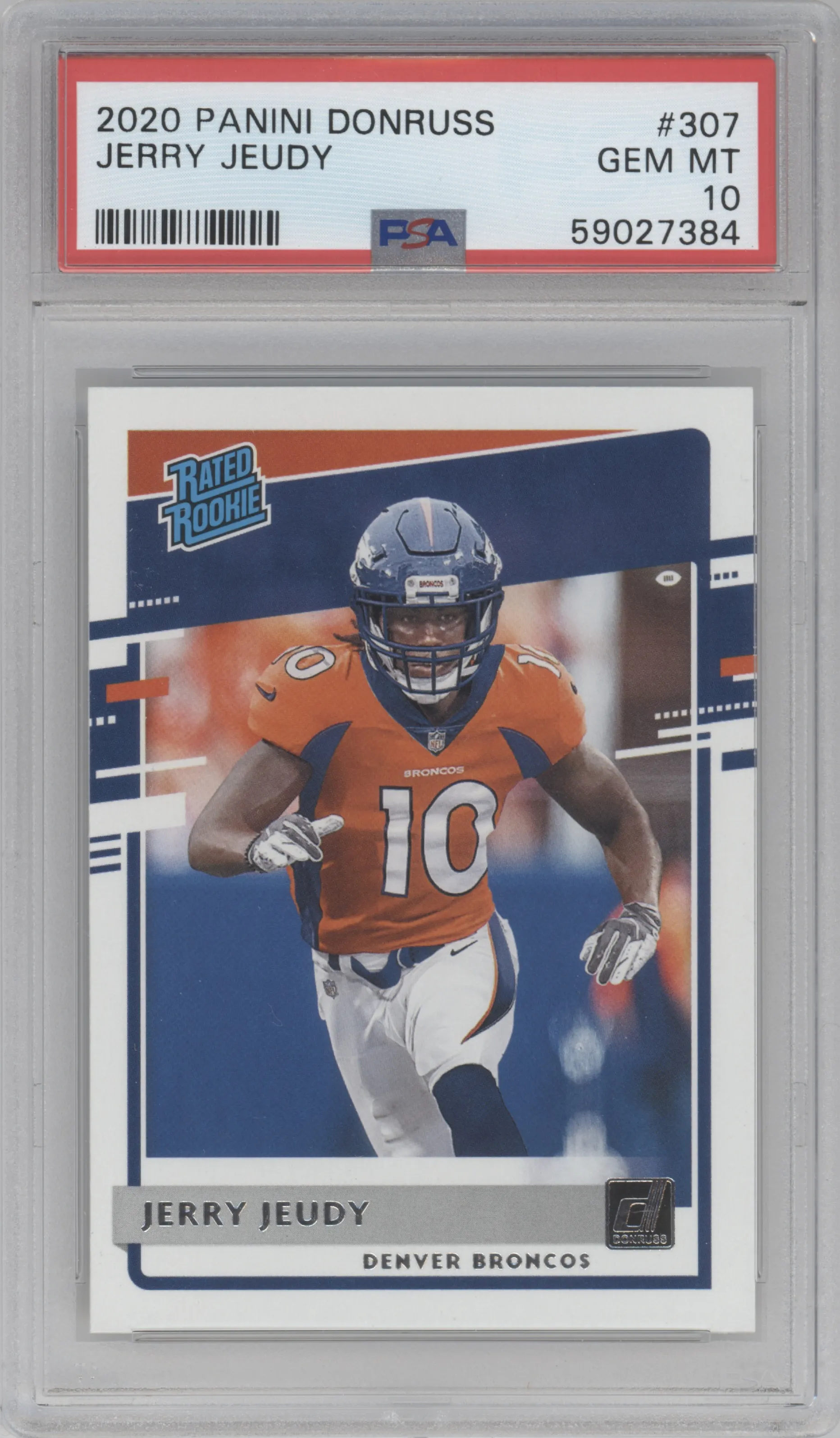 2020 Panini Donruss Rated Rookie Jerry Jeudy PSA 10