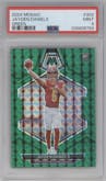 Jayden Daniels from the 2024 Panini Mosaic set featuring a Green Mosaic parallel graded by PSA and given an overall grade of 9.
