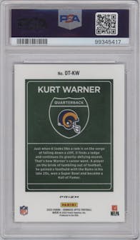 Kurt Warner from the 2022 Panini Donruss Optic set graded by PSA and given an overall grade of 9.