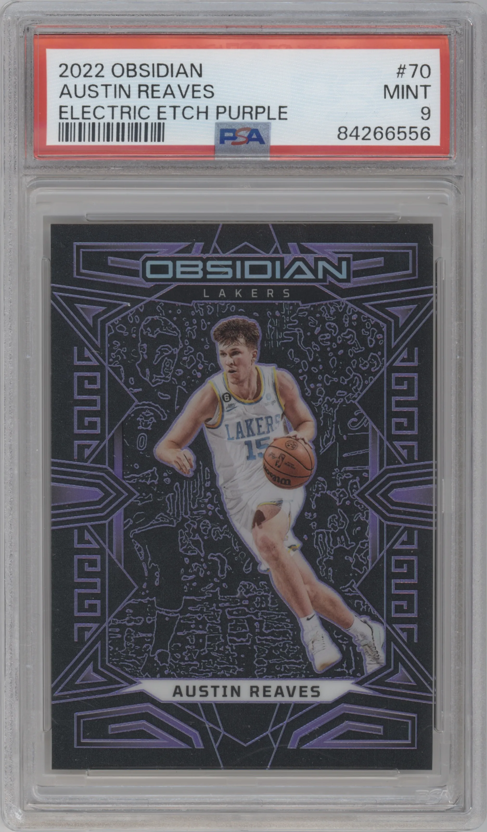 2022 Panini Obsidian Austin Reaves Electric Etch Purple #70 PSA 9