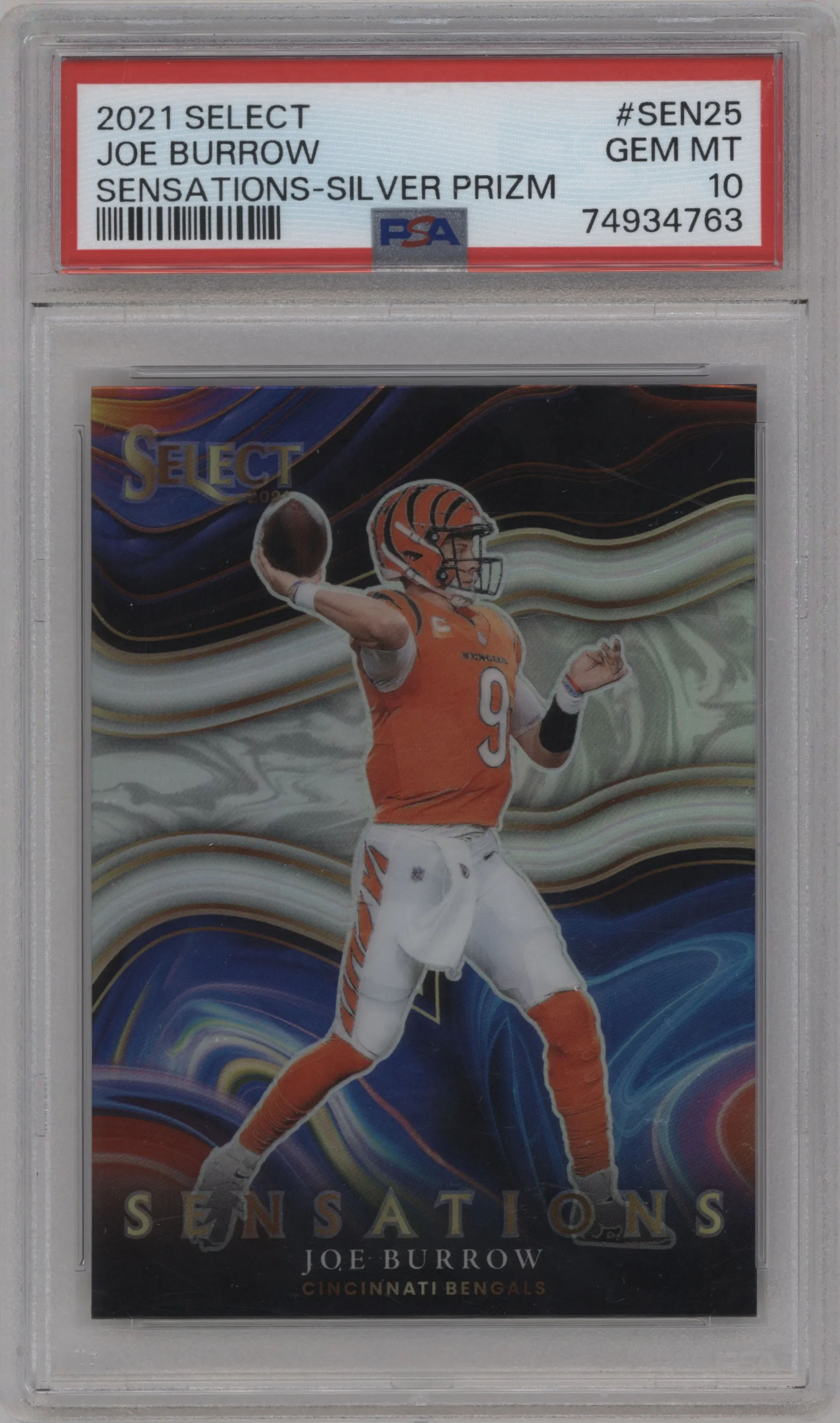 2021 Panini Select Sensations Joe Burrow Silver Prizm #SEN-25 PSA 10