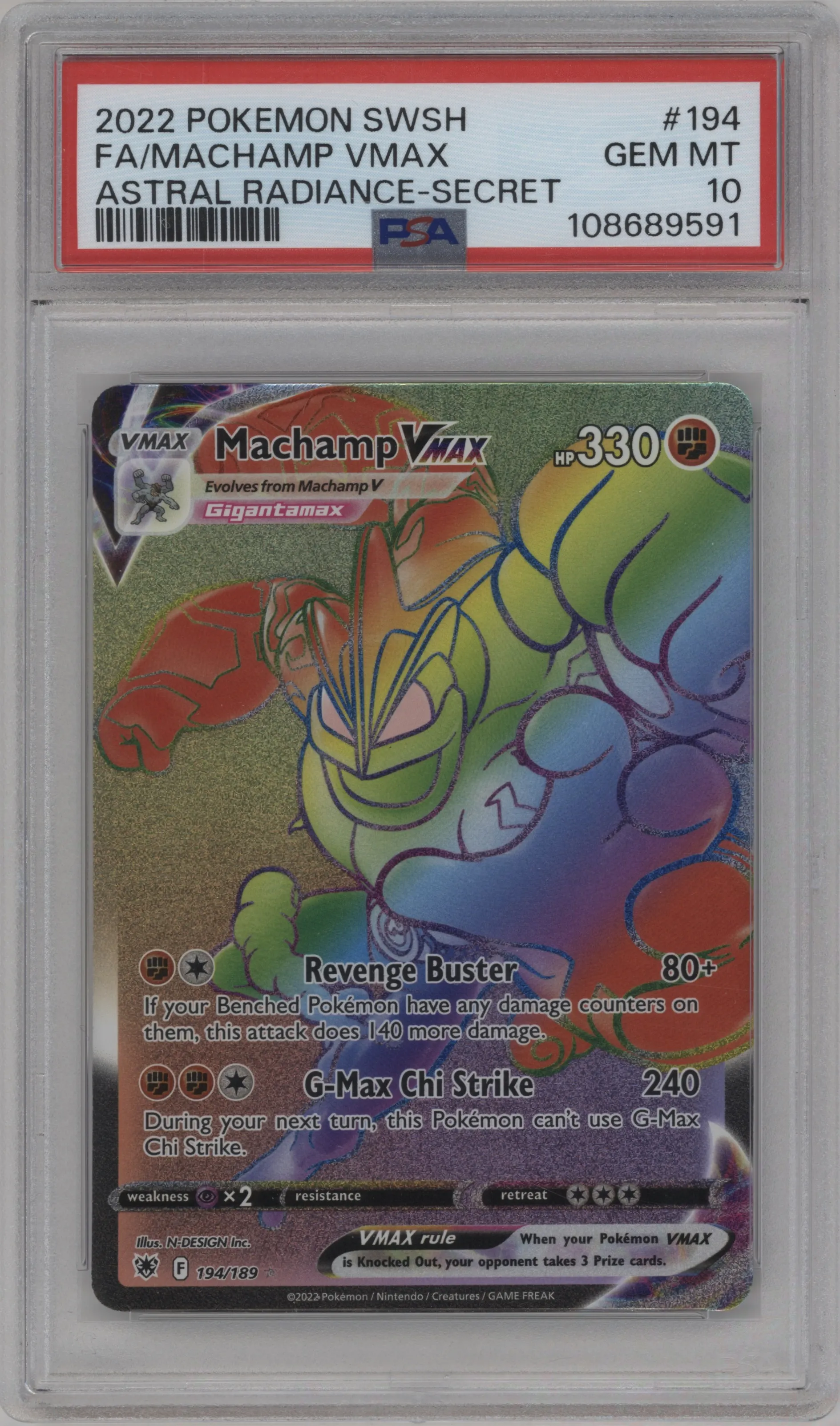 2022 Pokemon SWSH Astral Radiance Machamp VMax #194 PSA 10