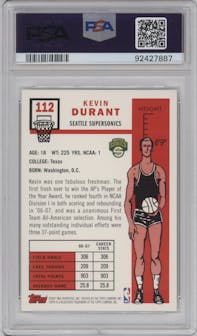 Kevin Durant from the 2007-08 Topps set graded by PSA and given an overall grade of 8.