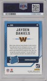 Jayden Daniels from the 2024 Donruss set graded by PSA and given an overall grade of 10.