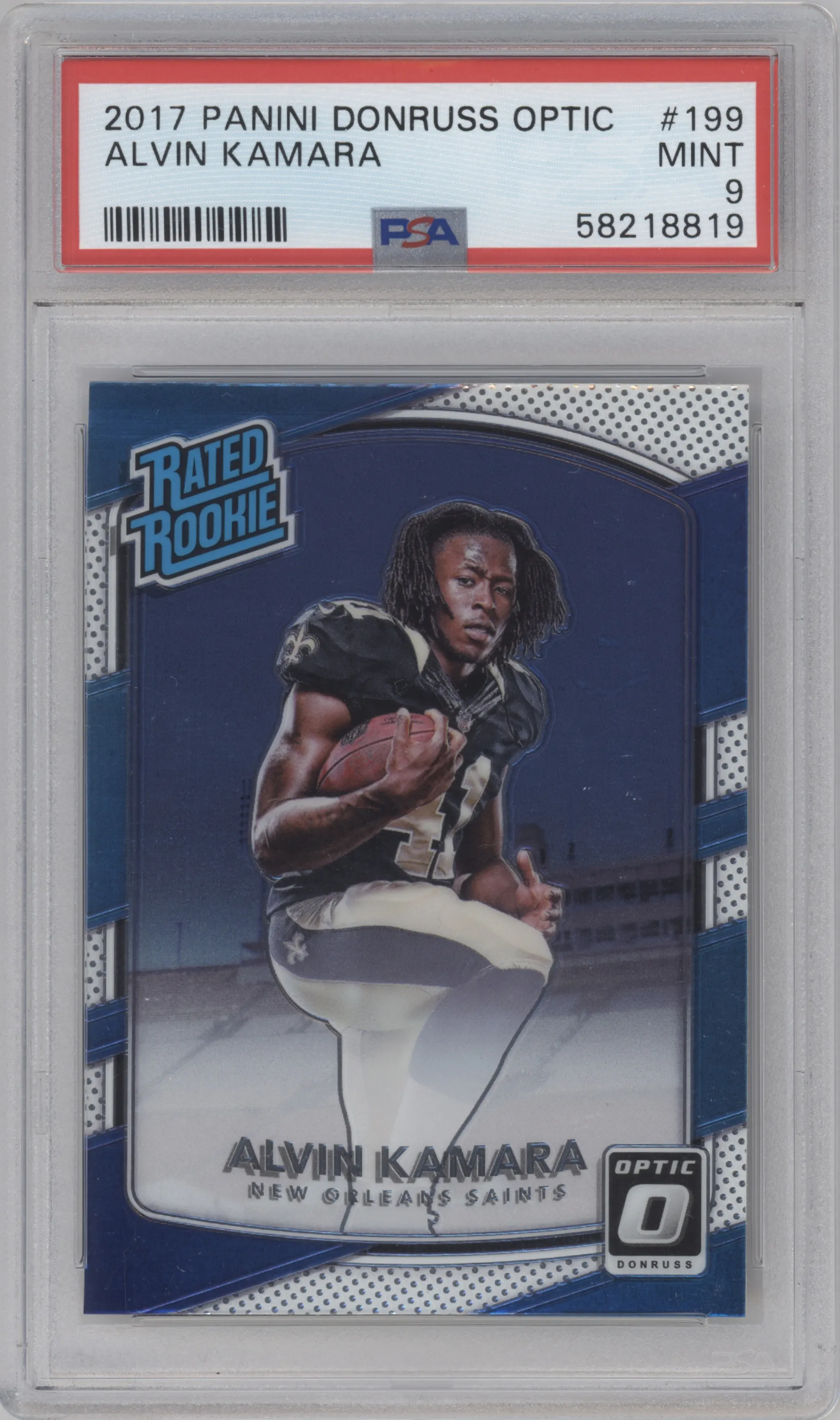 2017 Panini Donruss Optic Rated Rookie Alvin Kamara PSA 9