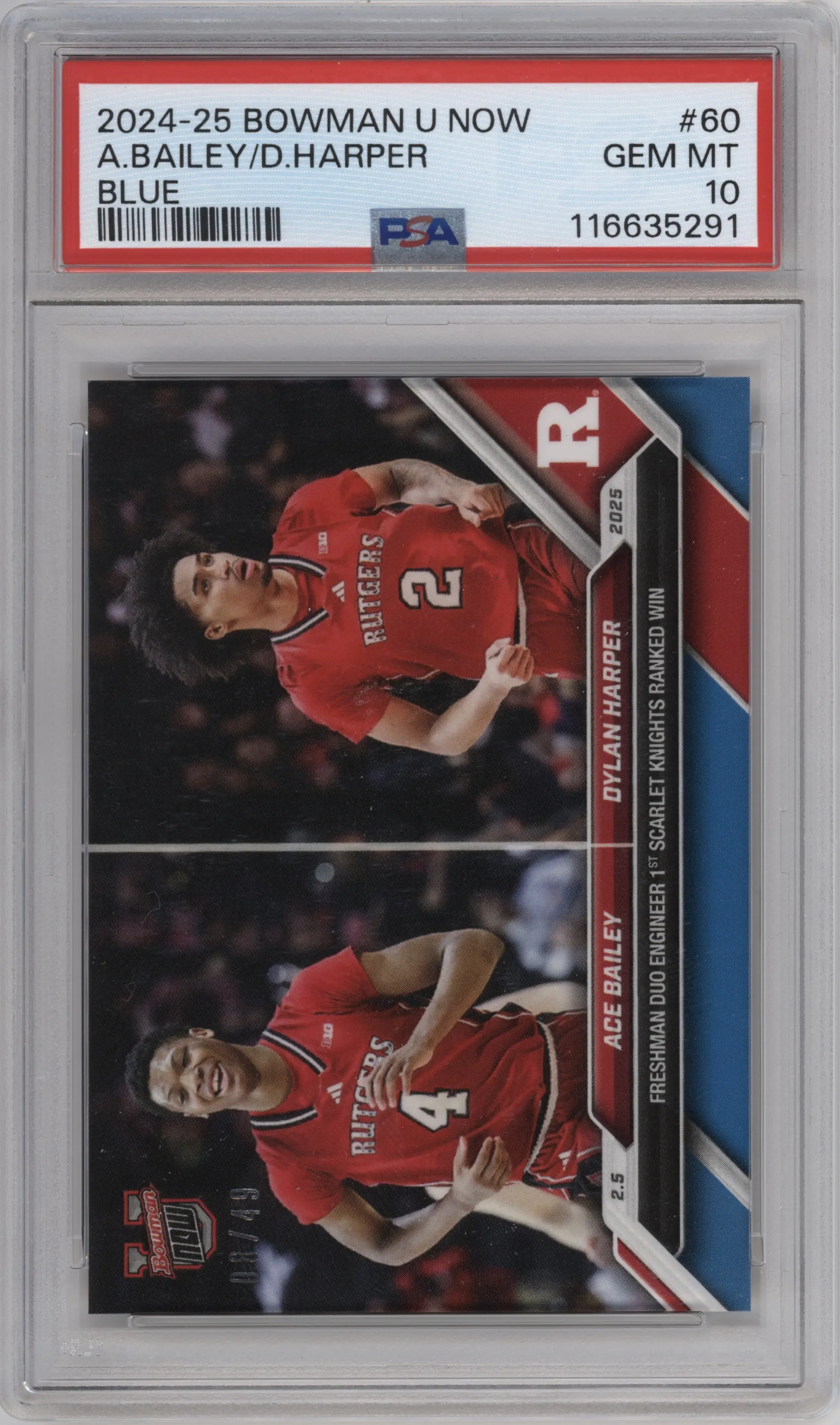 2024 Bowman U Now Ace Bailey/Dylan Harper Blue #60 PSA 10