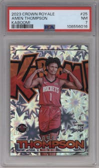 Amen Thompson from the 2023-24 Panini Crown Royale  set graded by PSA and given an overall grade of 7.