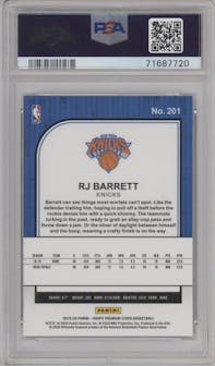 RJ Barrett from the 2019-20 Panini Hoops Premium Stock set graded by PSA and given an overall grade of 9.
