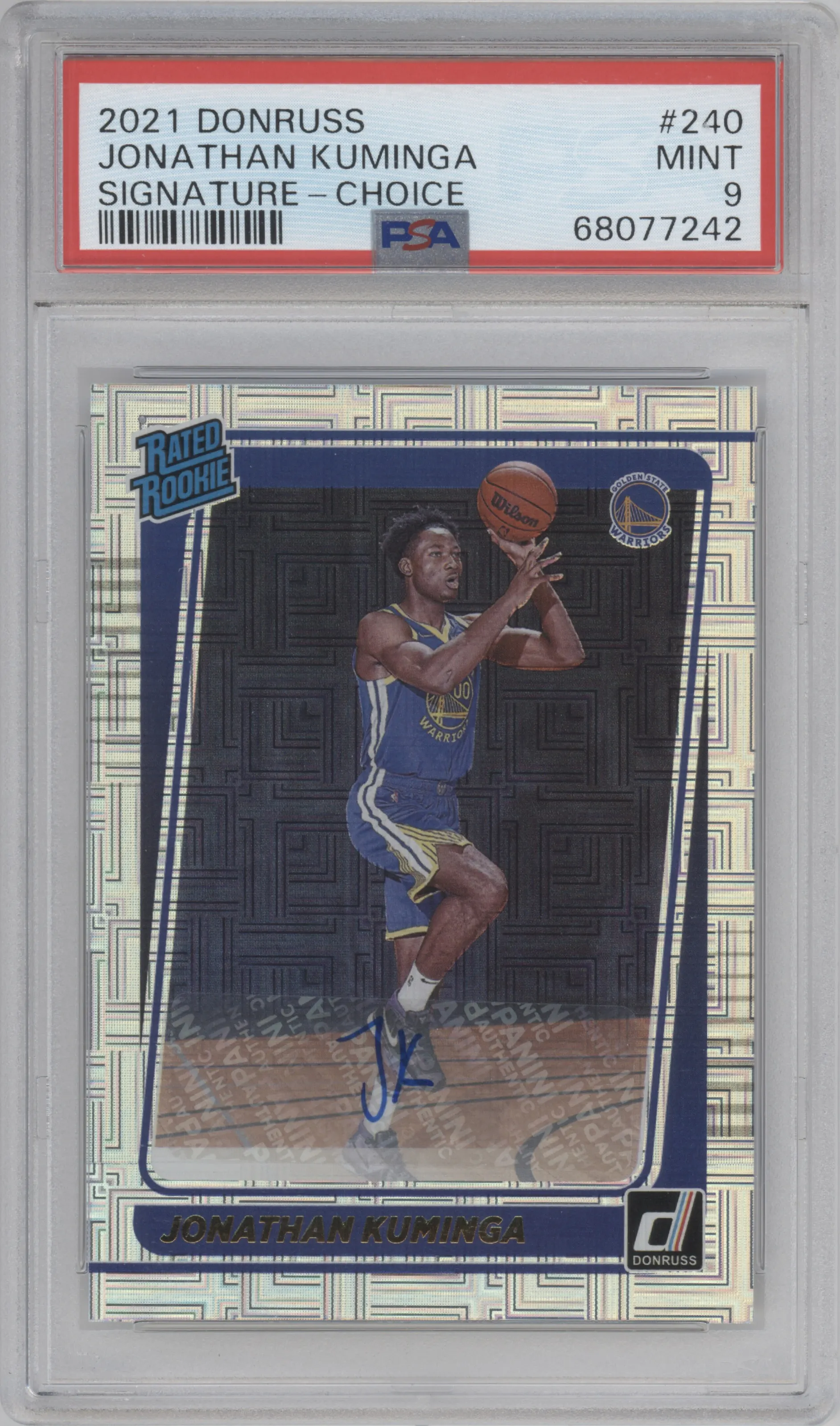 2021 Panini Donruss Rated Rookie Jonathan Kuminga Choice PSA 9