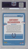 Anthony Richardson  from the 2023 Panini Donruss set featuring a Red & Green parallel graded by PSA and given an overall grade of 10.