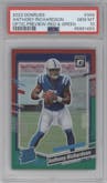 Anthony Richardson  from the 2023 Panini Donruss set featuring a Red & Green parallel graded by PSA and given an overall grade of 10.