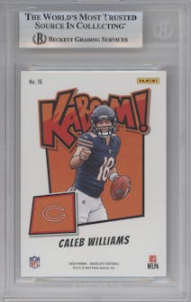 Caleb Williams  from the 2024 Panini Absolute set graded by Beckett and given an overall grade of 9.