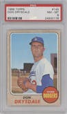 Don Drysdale from the 1968 Topps set graded by PSA and given an overall grade of 8.