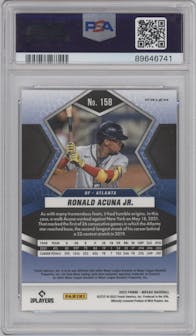 Ronald Acuna Jr. from the 2022 Panini Mosaic set featuring a Genesis parallel graded by PSA and given an overall grade of 10.