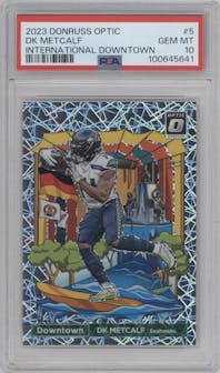 DK Metcalf from the 2023 Donruss Optic set graded by PSA and given an overall grade of 10.