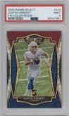 Justin Herbert from the 2020 Panini Select set featuring a Tri-Color parallel graded by PSA and given an overall grade of 9.