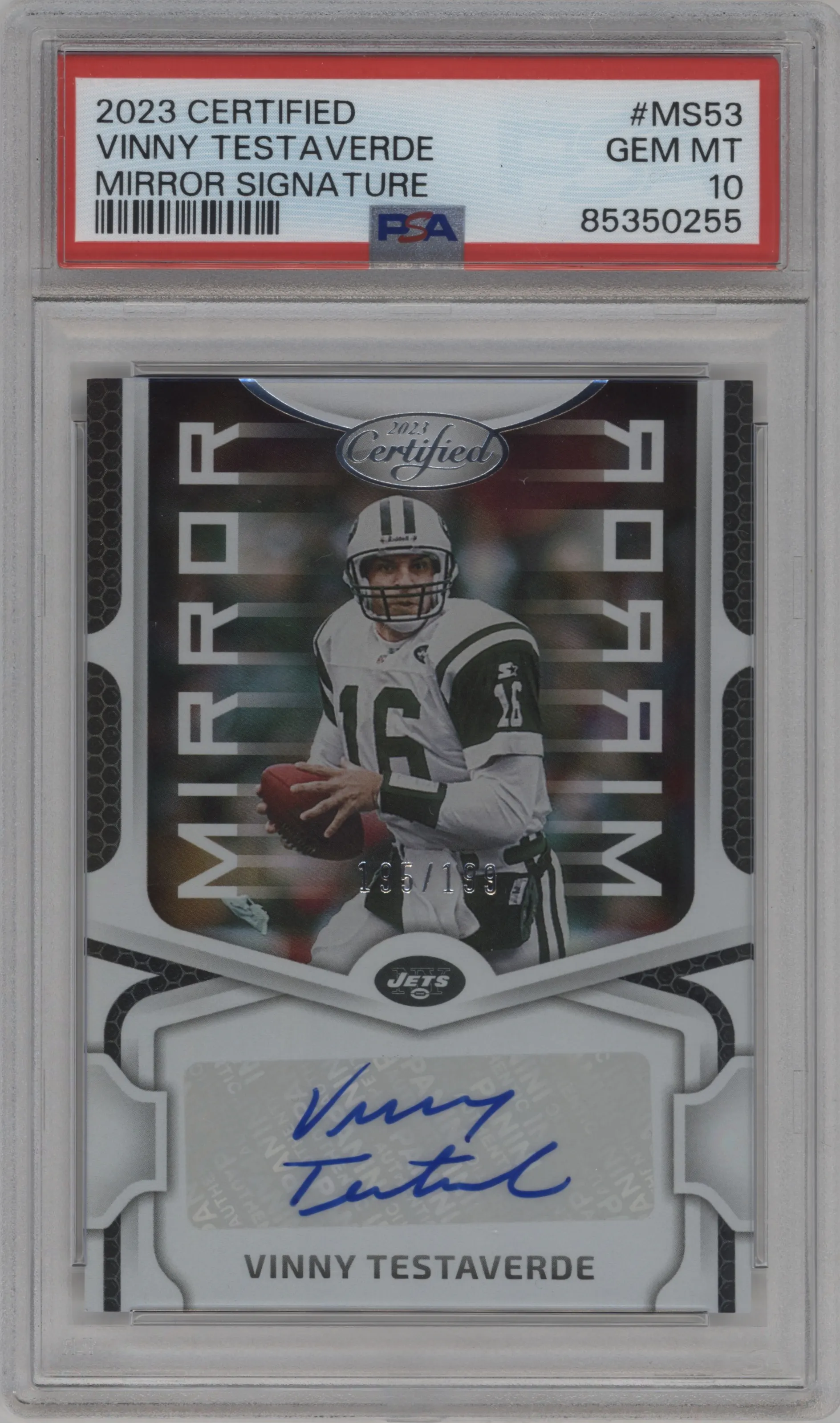 2023 Panini Certified Mirror Sig. Vinny Testaverde PSA 10