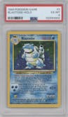 Blastoise from the 1999 Pokemon set graded by PSA and given an overall grade of 6.