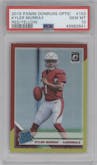 Kyler Murray from the 2019 Panini Donruss Optic set featuring a Red/Yellow parallel graded by PSA and given an overall grade of 10.