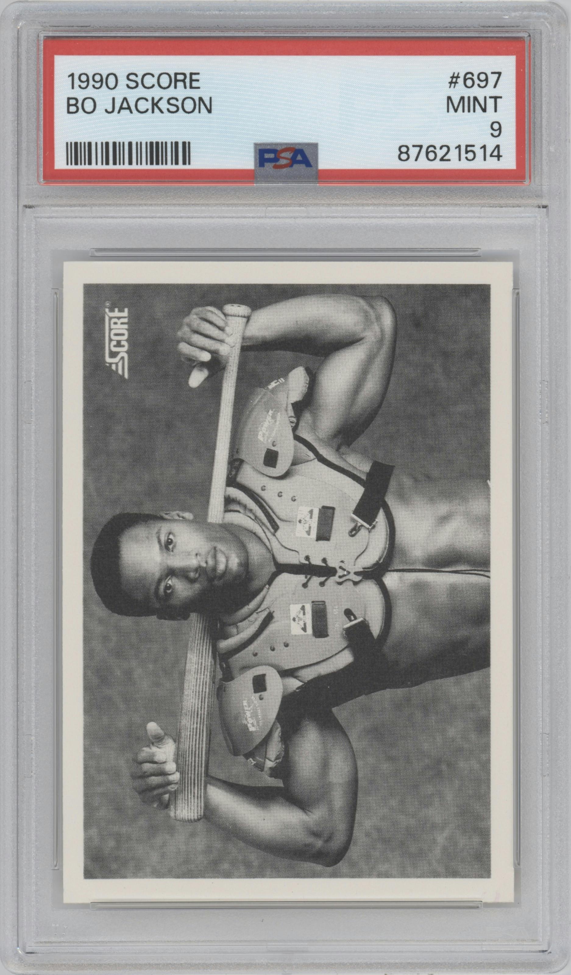 Bo Jackson  from the 1990 Score set graded by PSA and given an overall grade of 9.