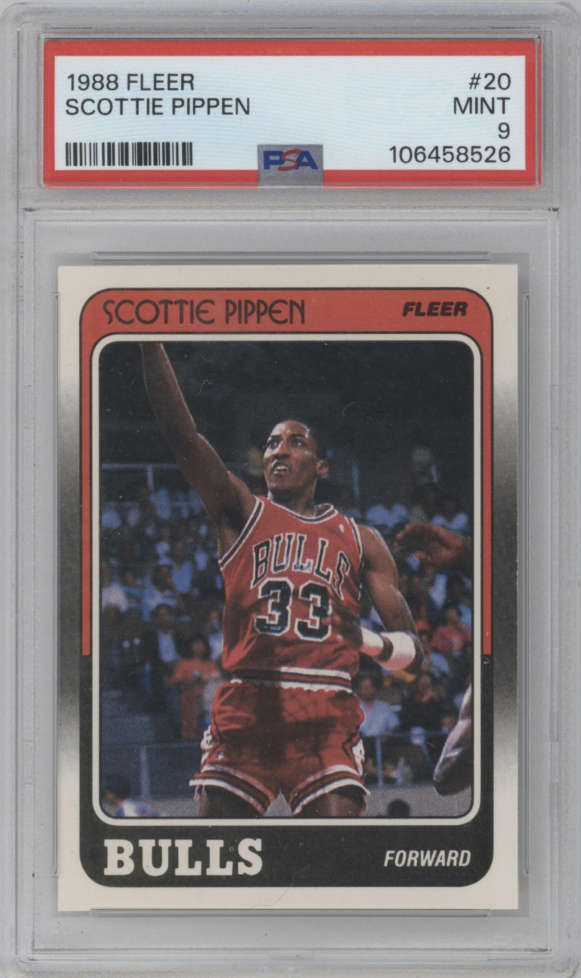 Scottie Pippen from the 1988-89 Fleer set graded by PSA and given an overall grade of 9.