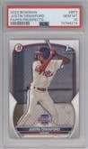 Justin Crawford from the 2023 Bowman  set graded by PSA and given an overall grade of 10.