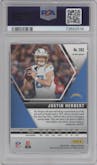 Justin Herbert from the 2020 Panini Mosaic set featuring a Pink Camo parallel graded by PSA and given an overall grade of 10.