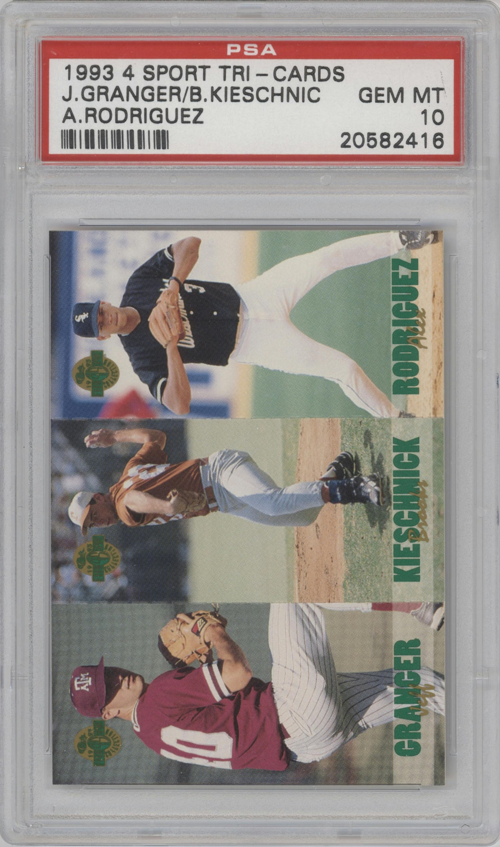 Jeff Granger / Brooks Kieschnick / Alex Rodriguez from the 1993 Classic Four Sport set graded by PSA and given an overall grade of 10.