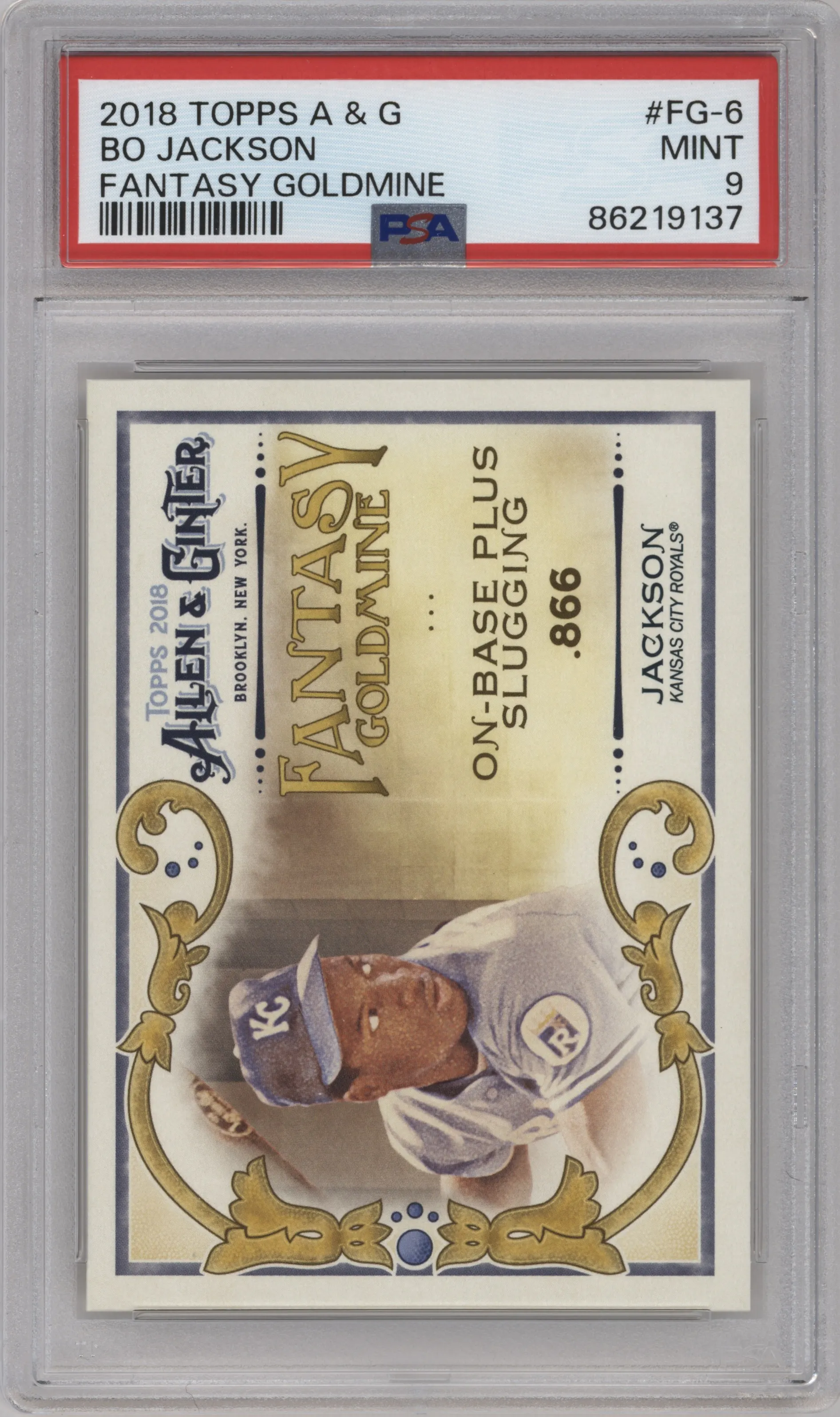 2018 Topps Allen & Ginter Fantasy Goldmine Bo Jackson #FG-6 PSA 9