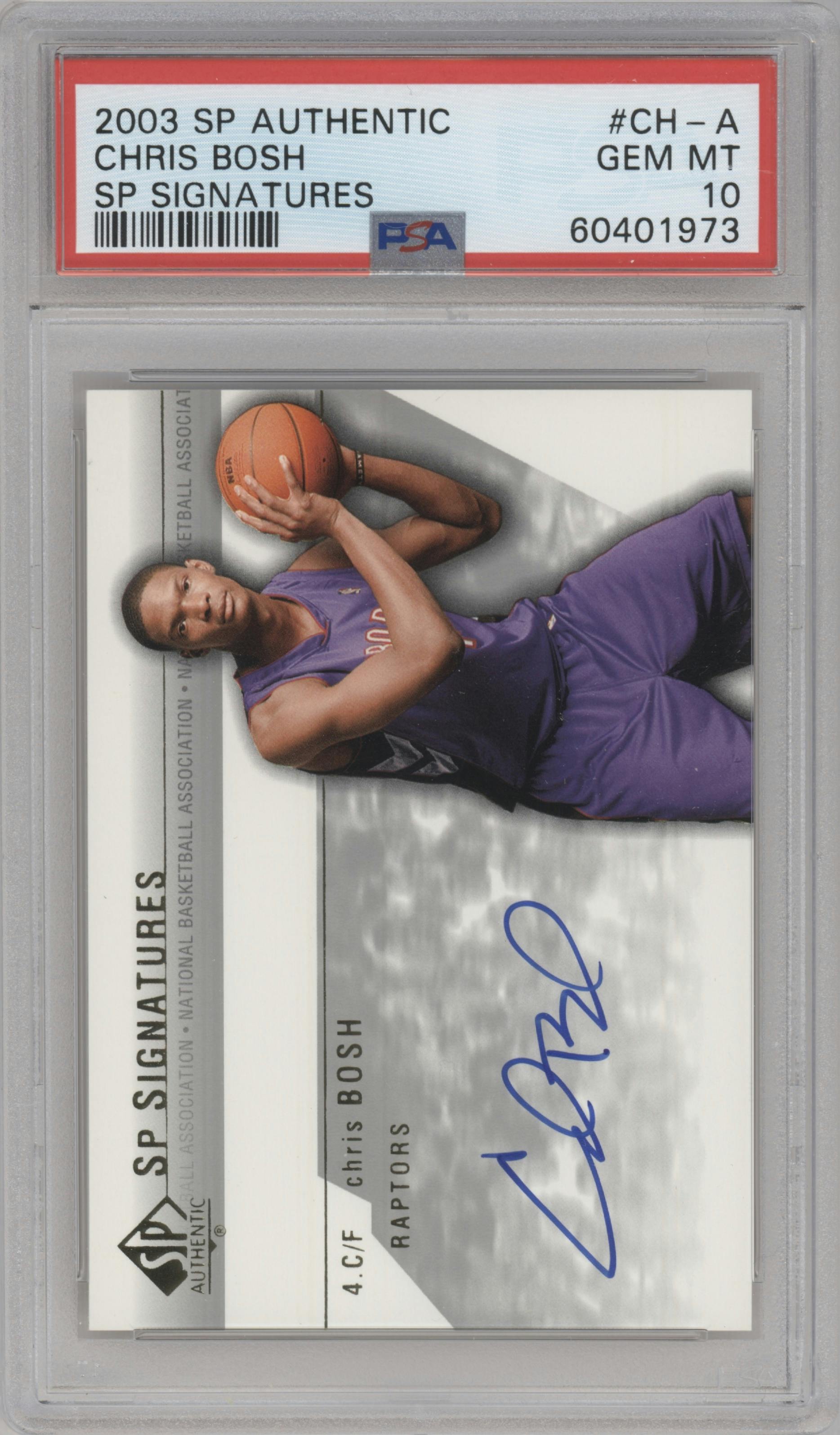 Chris Bosh  from the 2003-04 SP Authentic set graded by PSA and given an overall grade of 10.