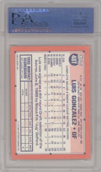 Luis Gonzalez from the 1991 Topps Traded set graded by PSA and given an overall grade of 9.