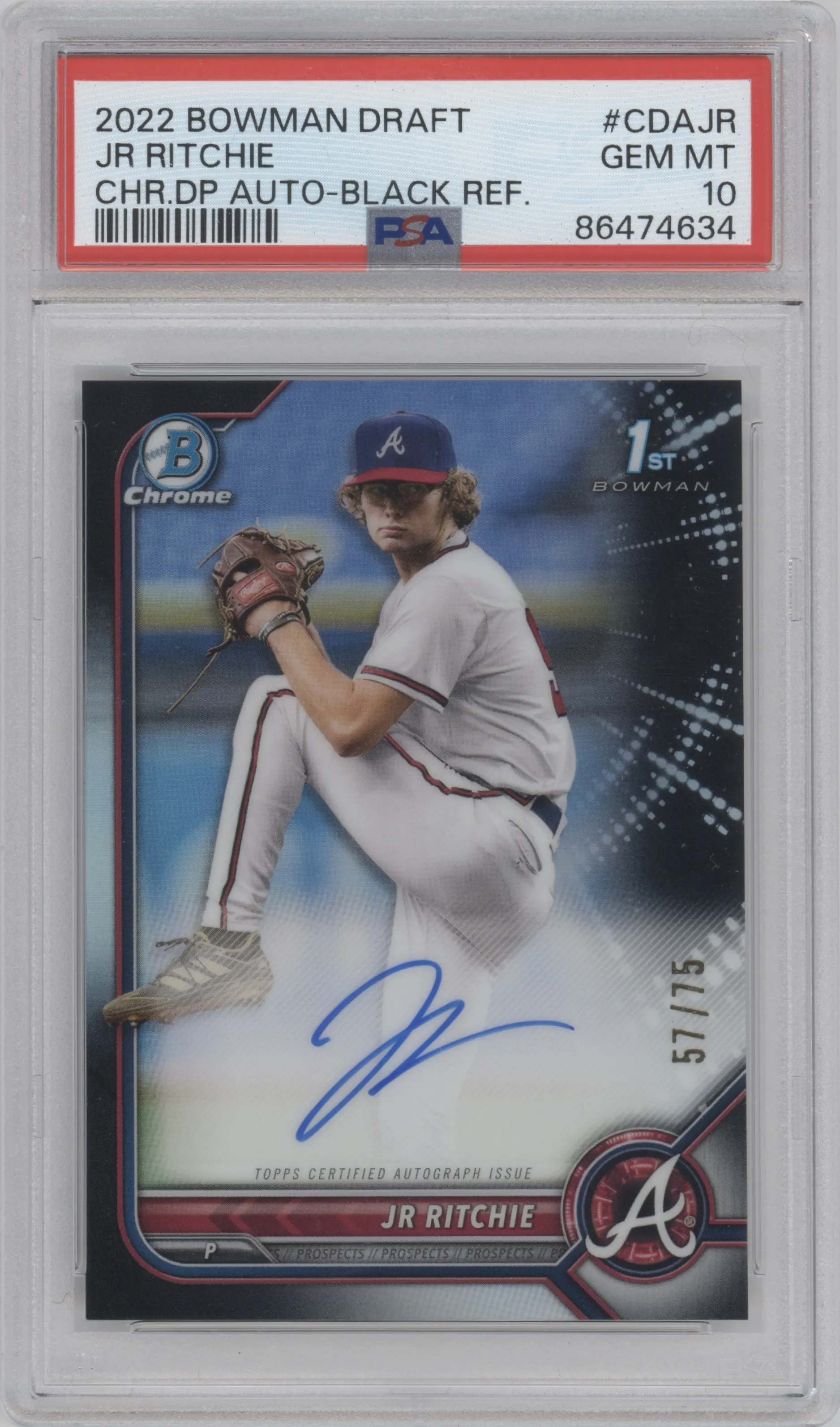 2022 Bowman Draft Chr.DP Auto JR Ritchie Black Refractor PSA 10