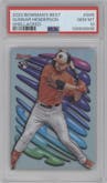 Gunnar Henderson from the 2023 Bowman's Best set graded by PSA and given an overall grade of 10.