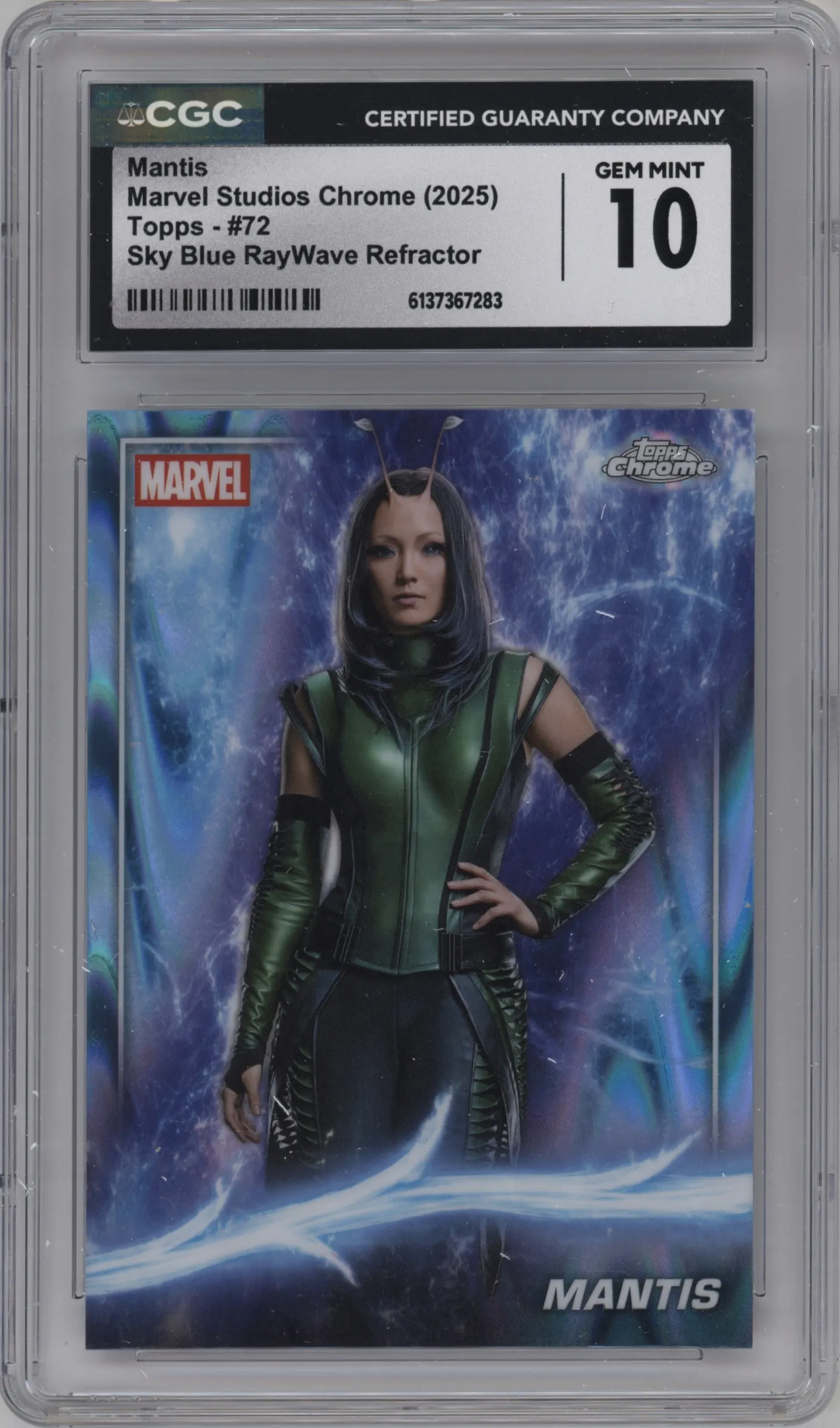 2025 Topps Chrome Marvel Studios Mantis Sky Blue RayWave Refractor #72 CGC 10