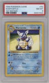 Wartortle from the 1999 Pokemon set graded by PSA and given an overall grade of 8.