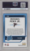 Michael Penix Jr.  from the 2024 Donruss set featuring a Red and Green parallel graded by PSA and given an overall grade of 10.