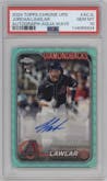 Jordan Lawlar from the 2024 Topps Chrome Update set featuring a Aqua Wave Refractor parallel graded by PSA and given an overall grade of 10.