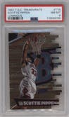 Scottie Pippen from the 1997-98 Topps Stadium Club set featuring a Luminous parallel graded by PSA and given an overall grade of 8.