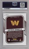 Jayden Daniels from the 2024 Donruss set graded by PSA and given an overall grade of 10.