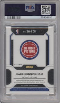 Cade Cunningham from the 2021-22 Panini Prizm  set featuring a Orange Ice parallel graded by PSA and given an overall grade of 9.
