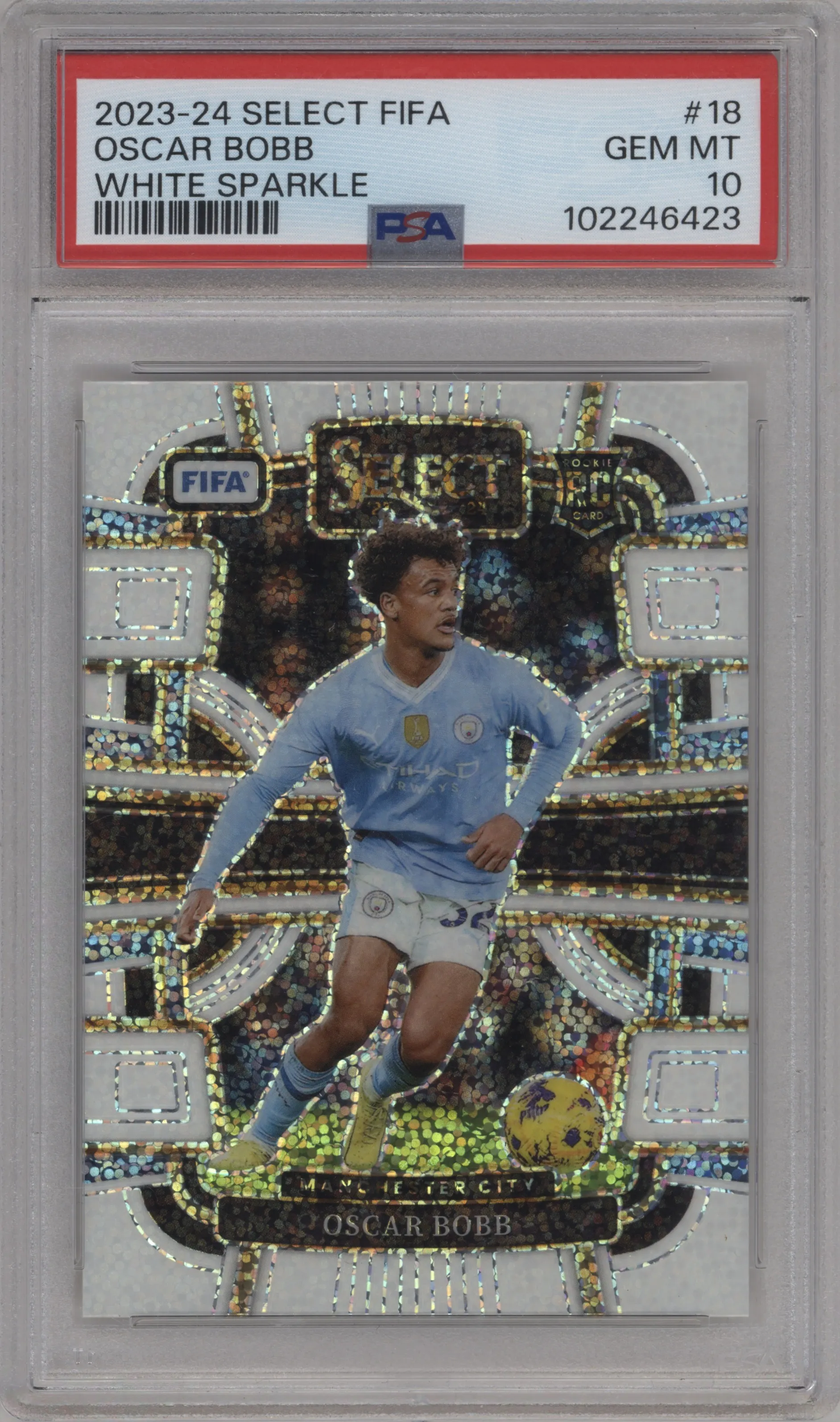 2023 Panini Select FIFA Oscar Bobb White Sparkle PSA 10