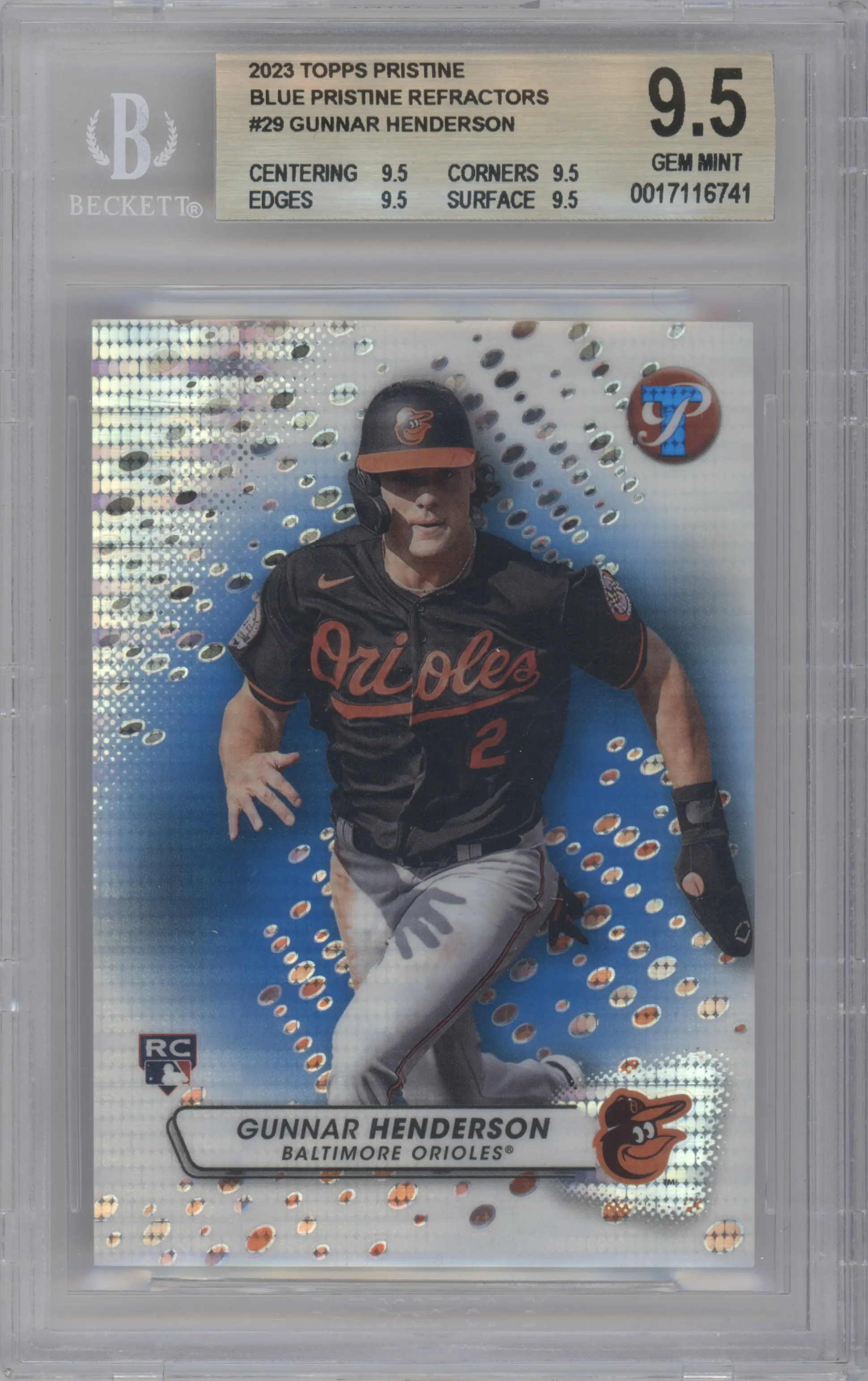2023 Topps Pristine Gunnar Henderson Pristine Blue BGS 9.5