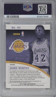 James Worthy from the 2013-14 Panini Select set featuring a Purple Prizm parallel graded by PSA and given an overall grade of 10.