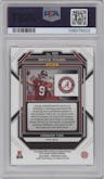 Bryce Young from the 2023 Panini Prizm Draft Picks set featuring a Silver Prizm parallel graded by PSA and given an overall grade of 10.