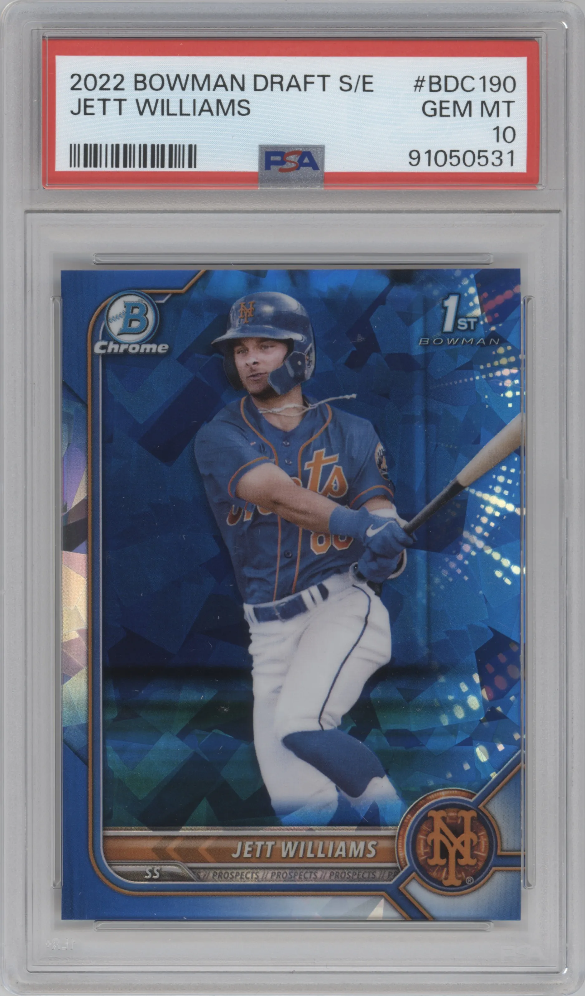 2022 Bowman Draft Sapphire Edition Chrome Jett Williams PSA 10