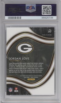 Jordan Love from the 2020 Panini Select set graded by PSA and given an overall grade of 10.