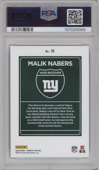 Malik Nabers  from the 2024 Donruss set graded by PSA and given an overall grade of 9.