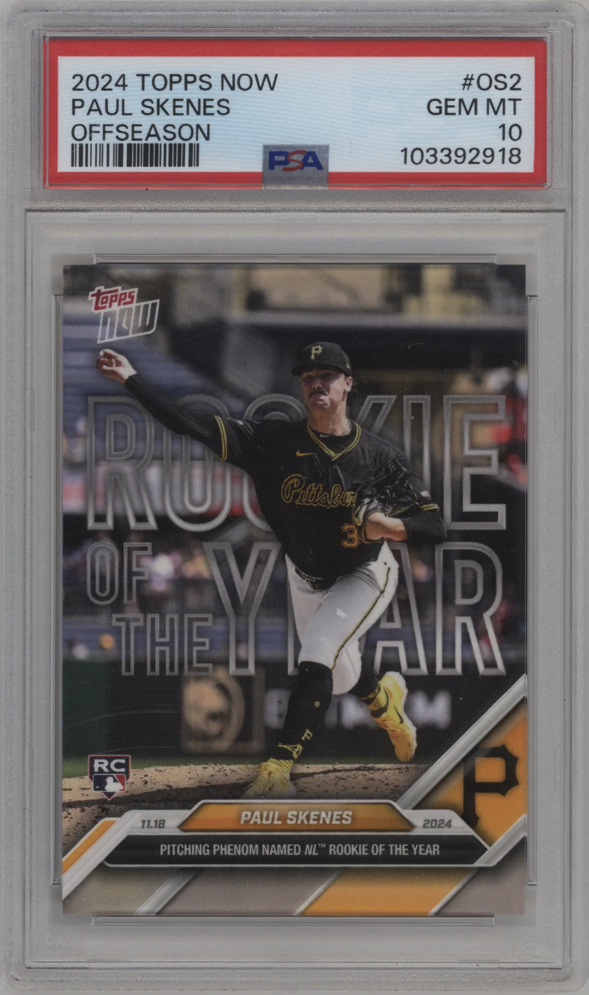 2024 Topps Now Off-Season Paul Skenes PSA 10