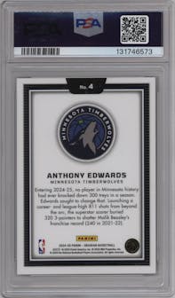 Anthony Edwards from the 2024-25 Panini Obsidian set graded by PSA and given an overall grade of 9.