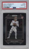 Brock Purdy from the 2022 Panini Chronicles set graded by PSA and given an overall grade of 10.